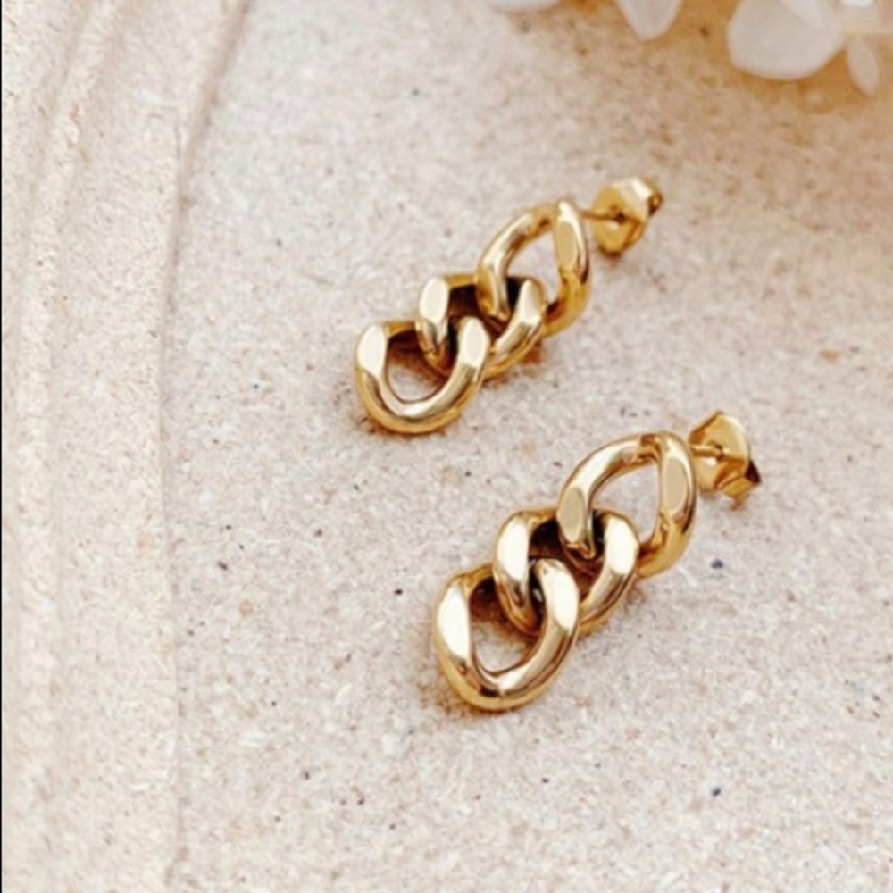 Chunky Curb link chain drop earrings